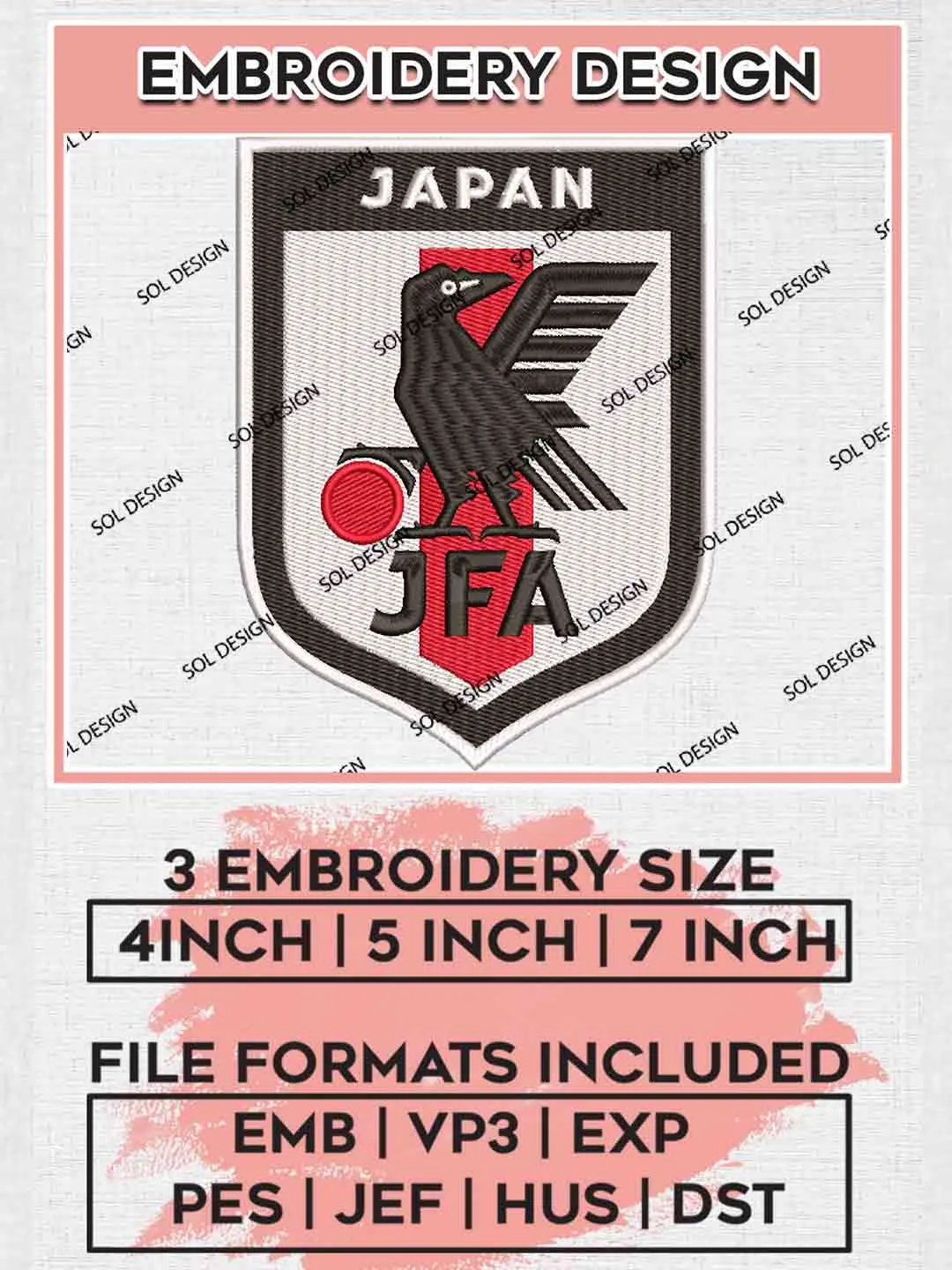 Samurai Blue Football Team Logo Embroidery Designs, Samurai Blue