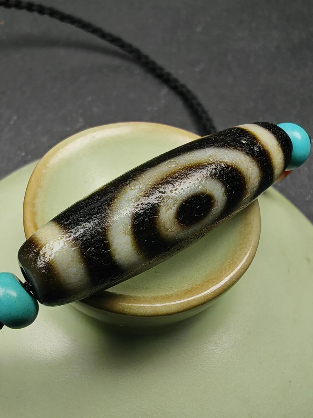 Gandhanra Antique Tibetan Dzi Bead Necklace,2 Eyes Heaven & Earth