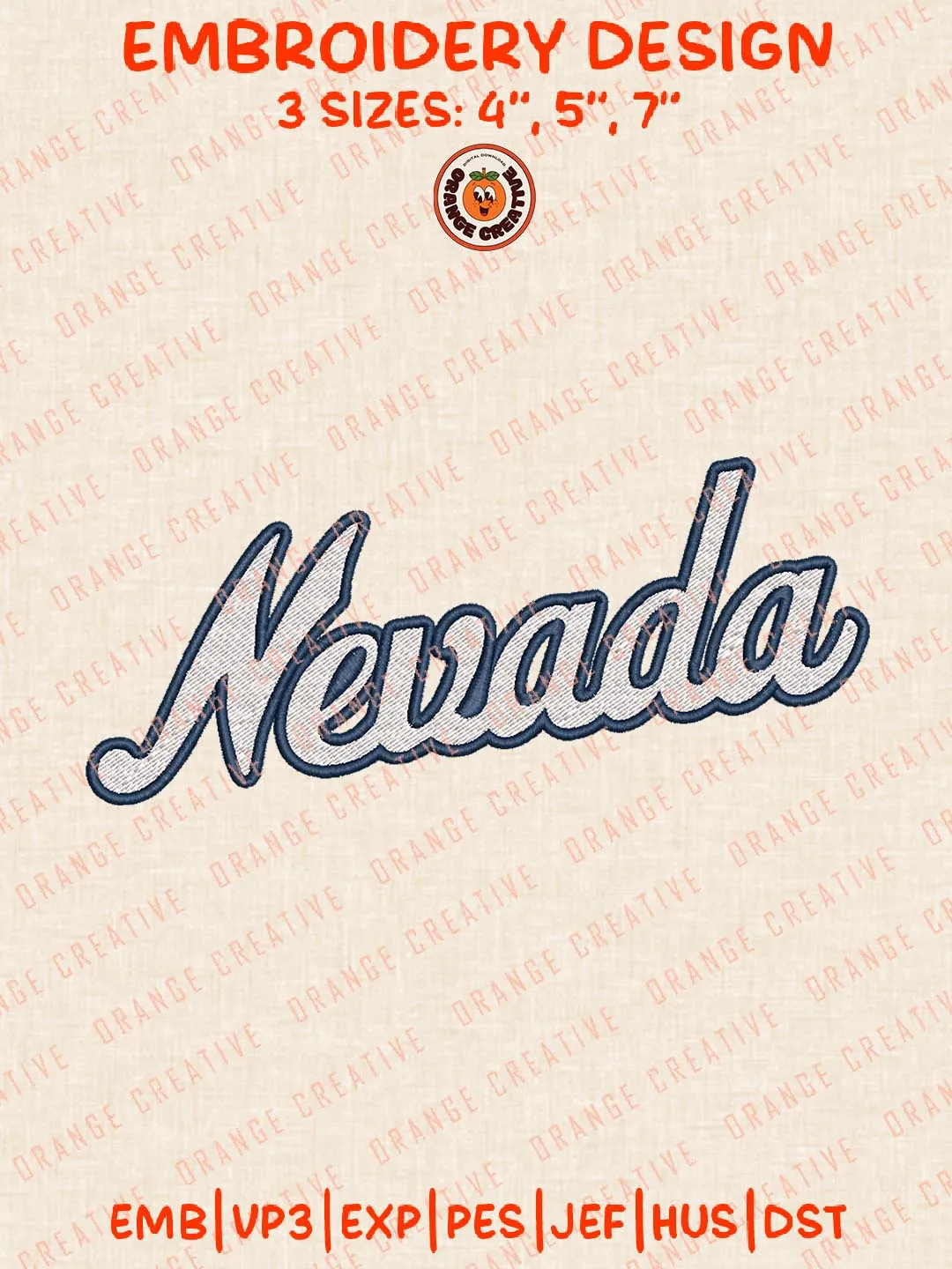 Nevada Text Embroidery Design, NCAA Nevada Wolf Pack Team Logo Embroidery Design, Machine Embroidery Design File, 4 Sizes, Custom Size, Digital Download