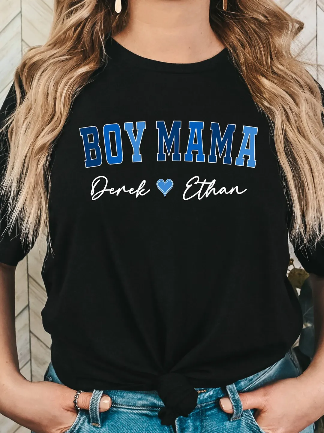 Boy Mama Shirt: Personalized Mom Tee (Custom Kids' Names)