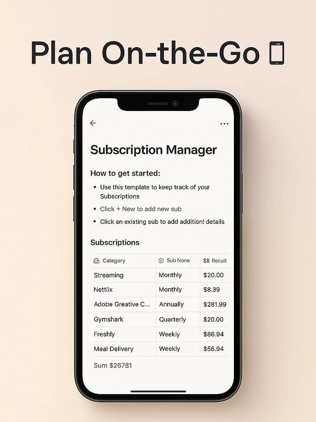 Subscription Manager Notion Template | Track Renewals, Payments & Costs ...