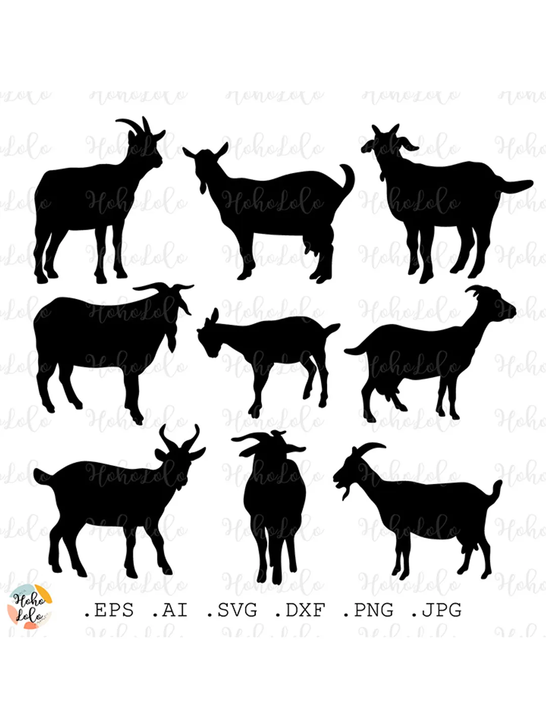 Goat Svg Silhouette Cricut file Stencil Template Dxf