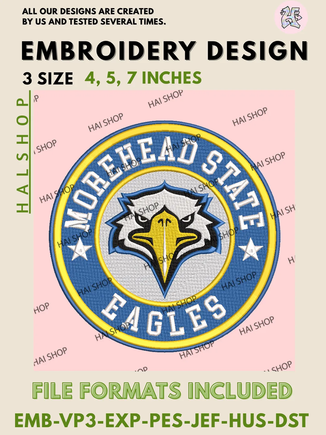 Morehead State Eagles Embroidery Design, NCAA Morehead State Eagles Logo Machine Embroidery Files, Digital Download
