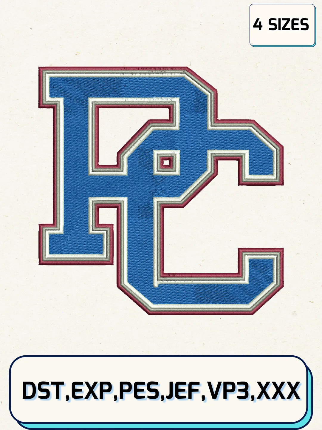Presbyterian Blue Hose Logos Embroidery Design Files, NCAA Logos Embroidery Designs, Machine Embroidery Files, 4 Sizes