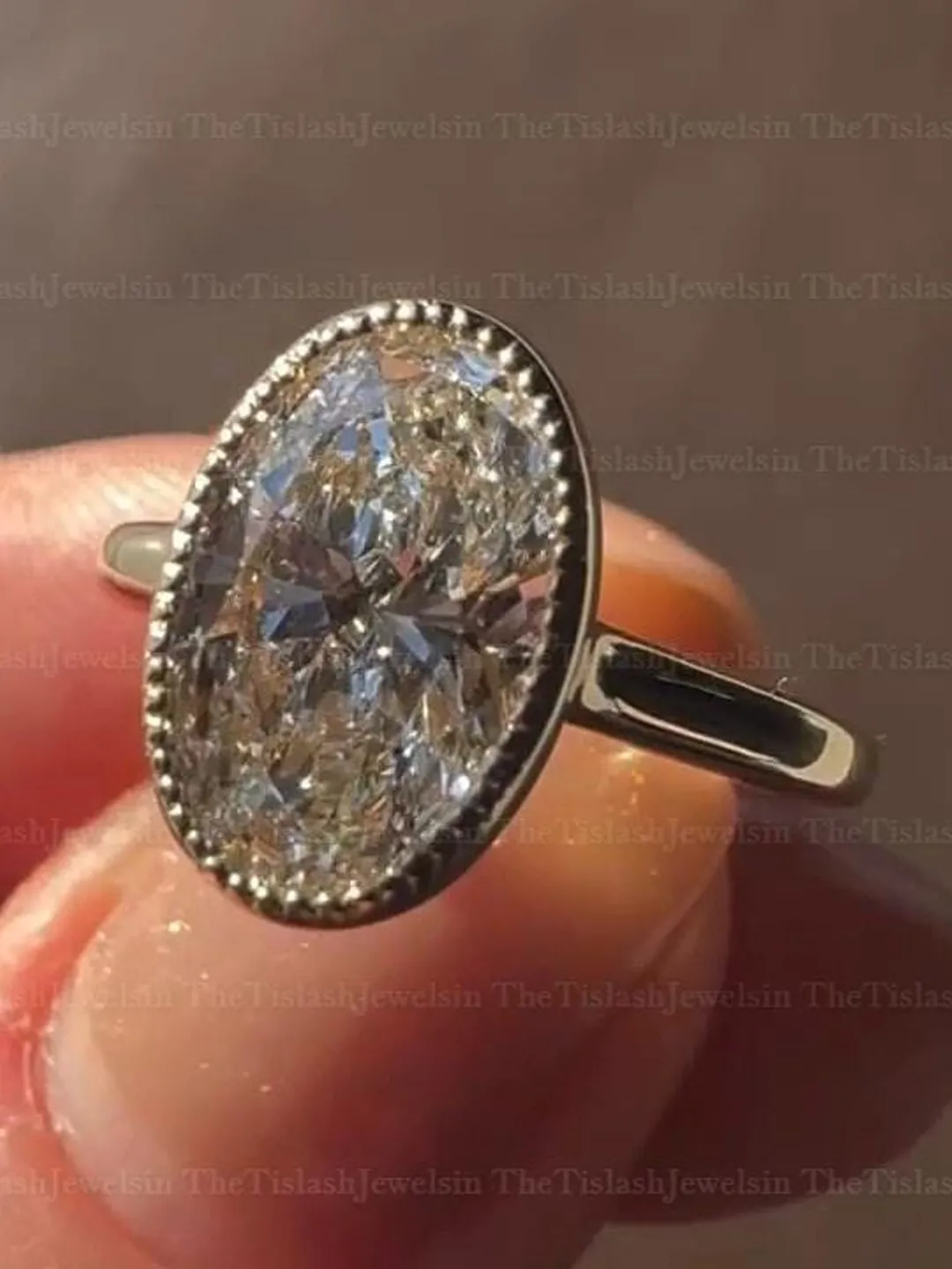 Crafted Bezel Set 2.50 CT Oval Cut Moissanite Engagement Ring Milgrain Ring 14K Gold Wedding Ring Diamond Solitaire Ring Anniversary Gifts