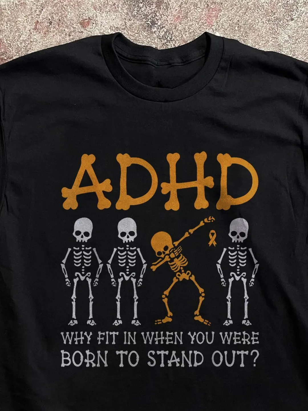 Dabbing Skeleton Tee: ADHD Awareness Shirt (Soft Cotton, Unisex)