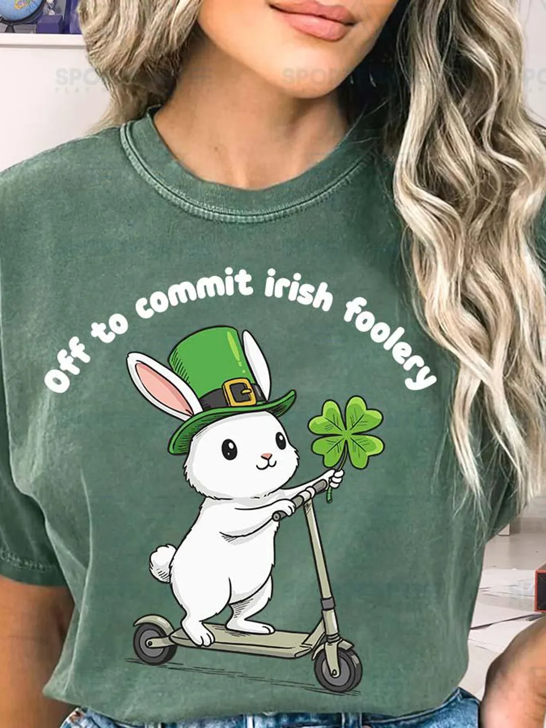 Comfort Colors St Patricks Day Rabbit Shirt, Off To Commit Irish Foolery Tee