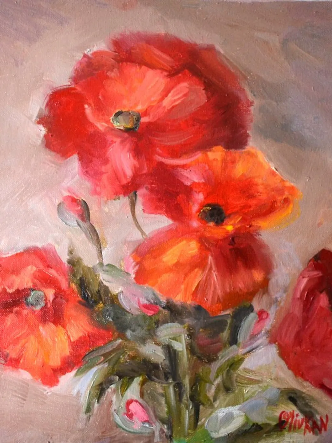 Poppy Painting 罂粟花 Original Floral Art Poppy Oil Artwork