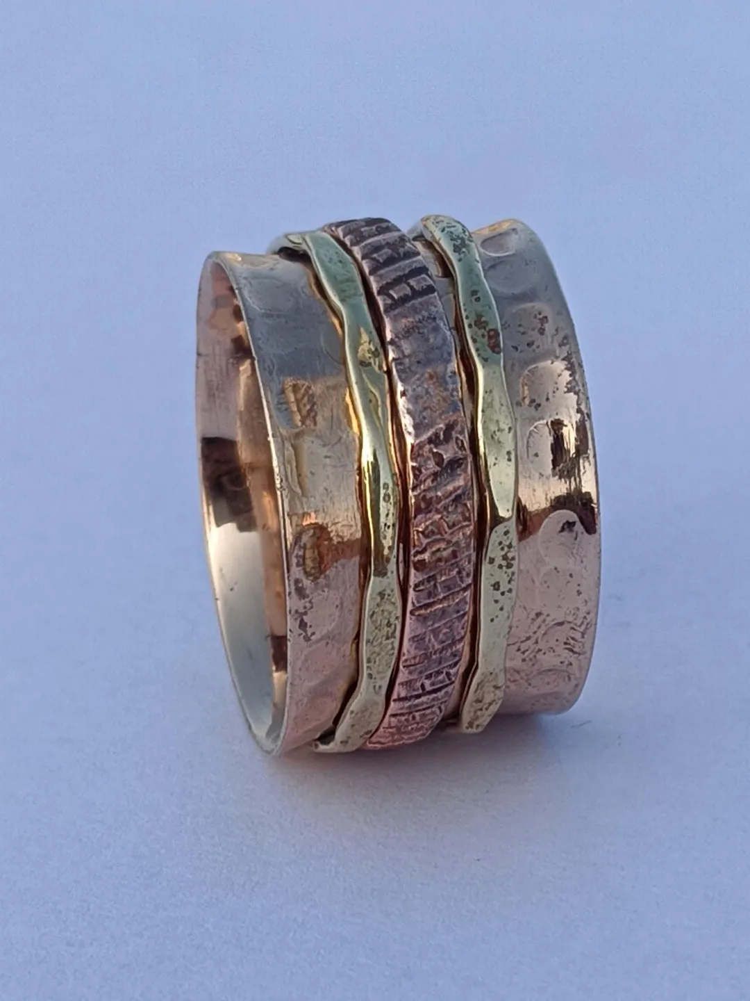Handmade Solid Copper Spinner Ring, Meditation Thumb Ring