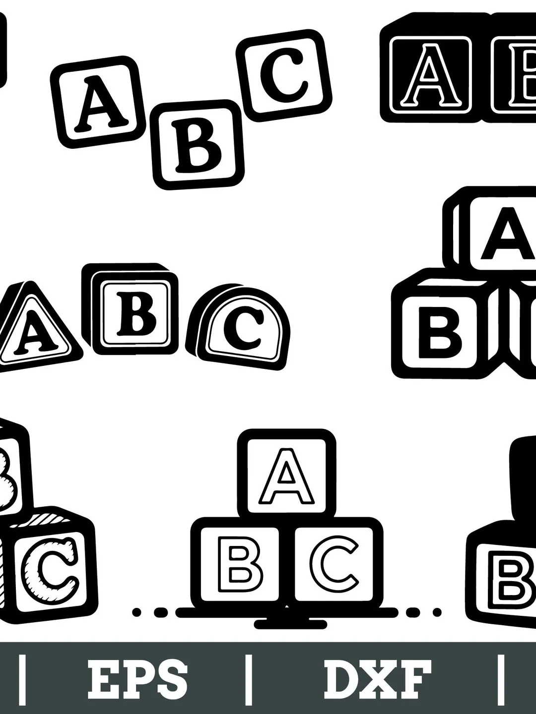 Simple ABC Blocks Svg, Dxf, Png