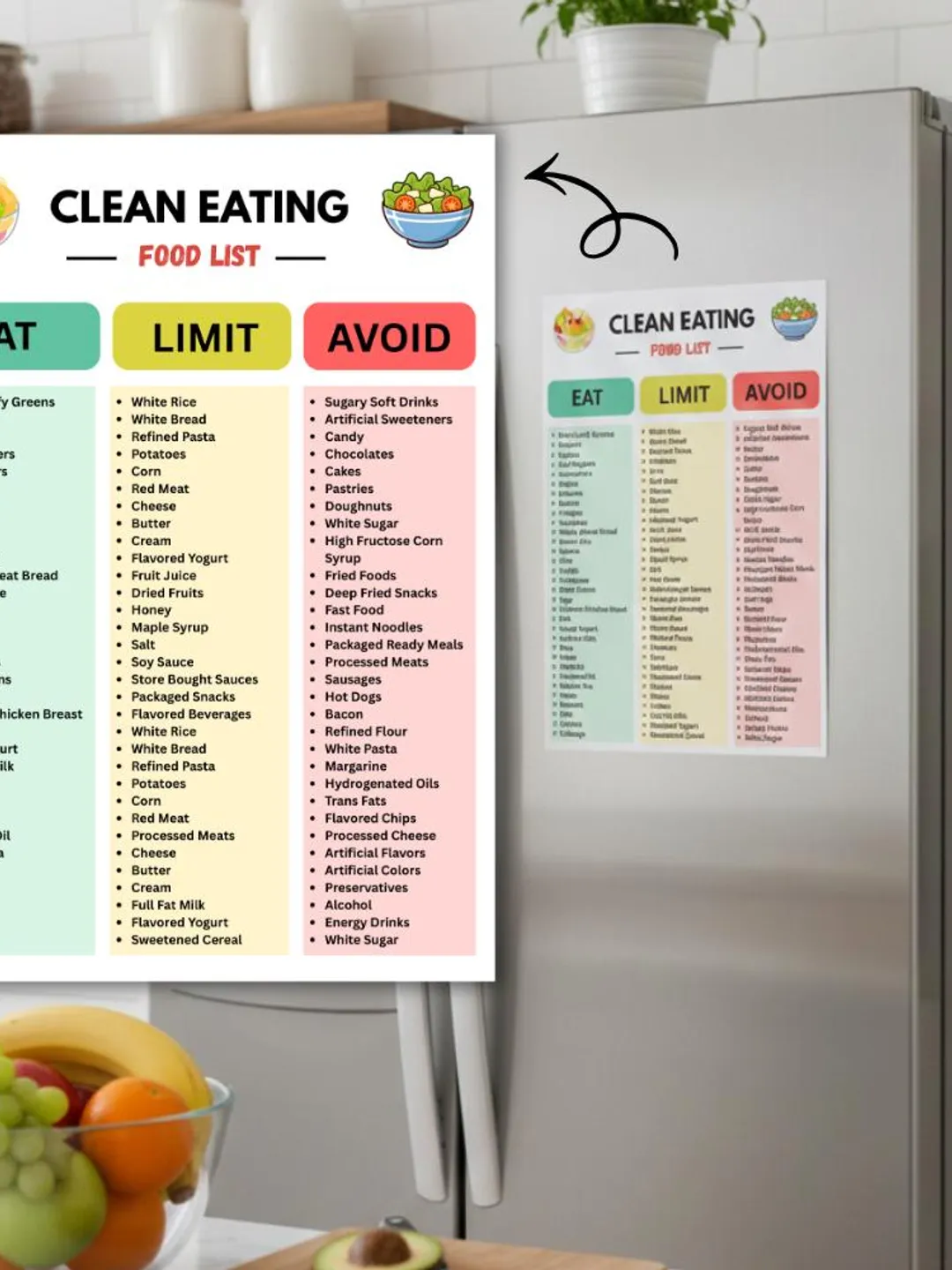 Clean Eating Food List, Whole Food Chart PDF, Clean Eating For ...