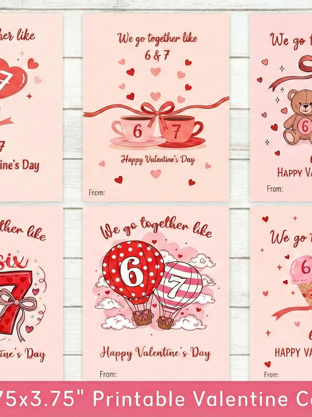 67 Valentine Cards, Kids Valentines Day Gift,Six Seven Valentine ...