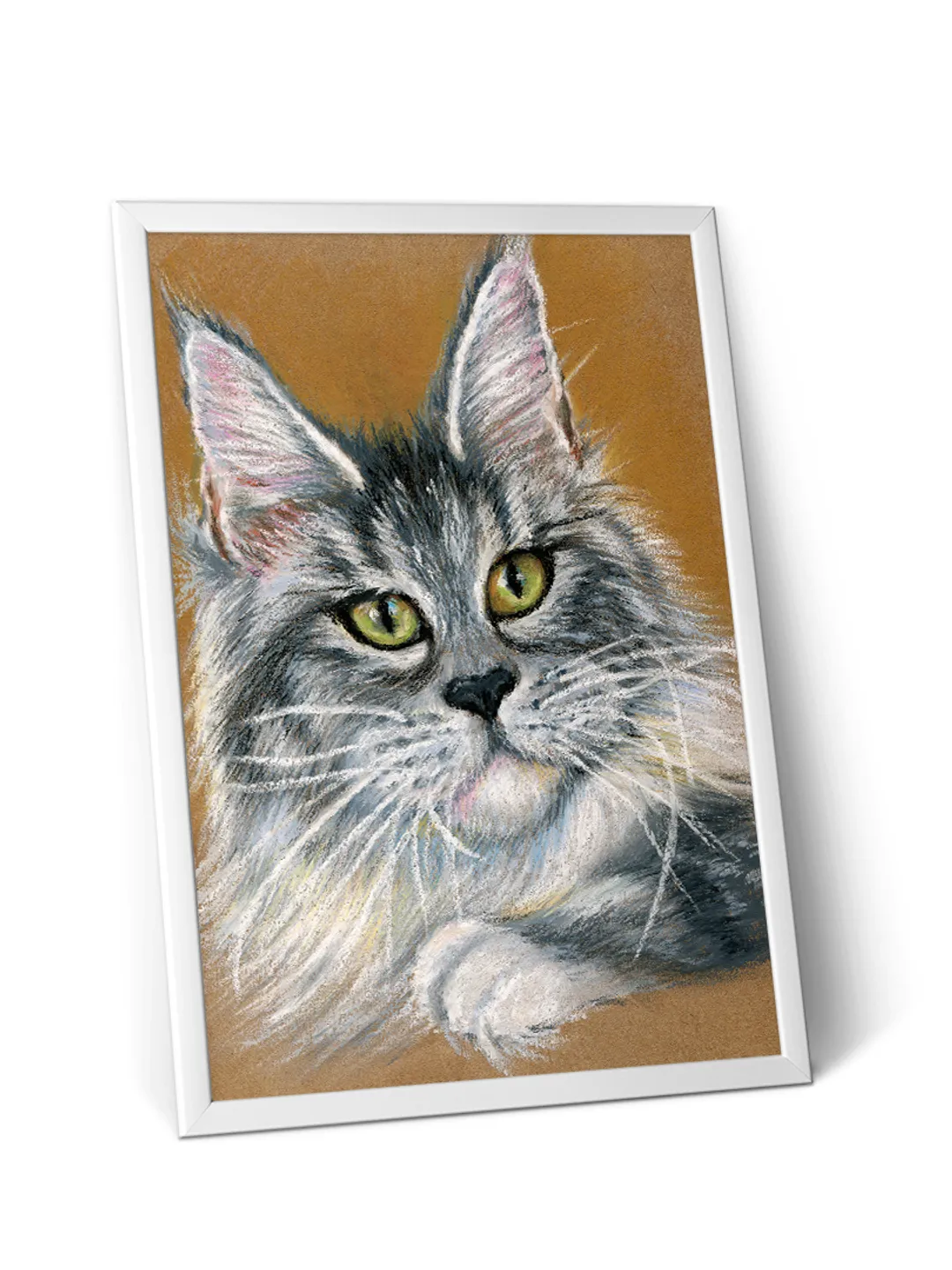 Print template, Maine Coon, Portrait of a grey cat, Animalistic , Digital file for printing and design, large poster
