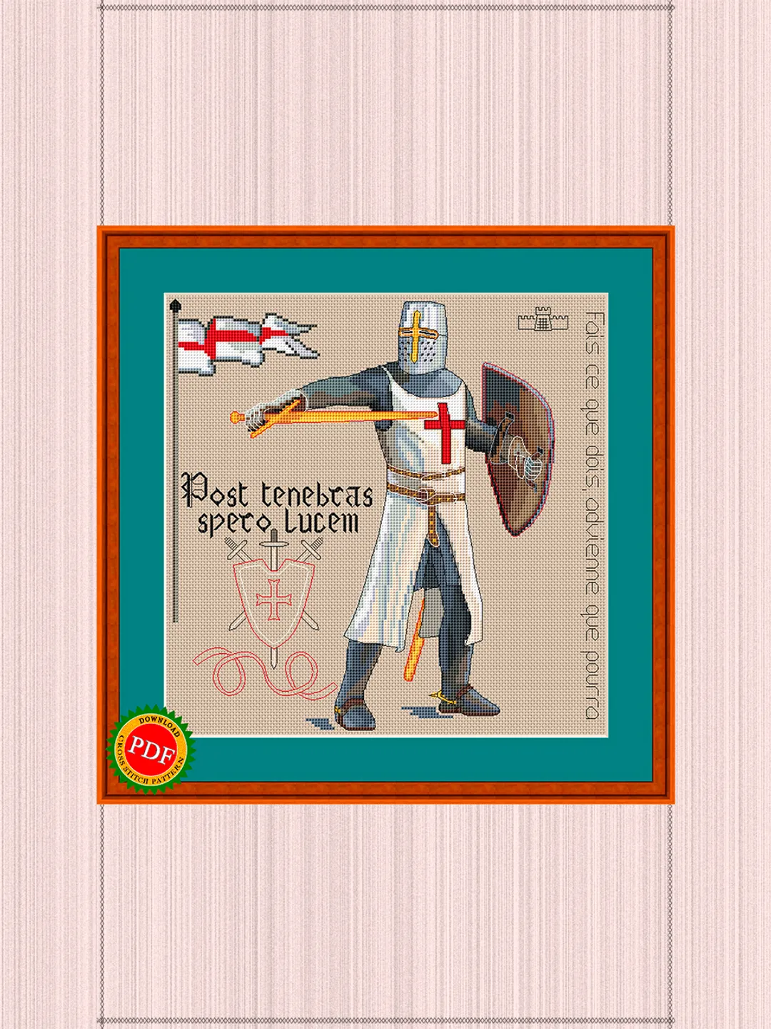 Knight Cross Stitch Pattern | Crusader | Medieval Knight