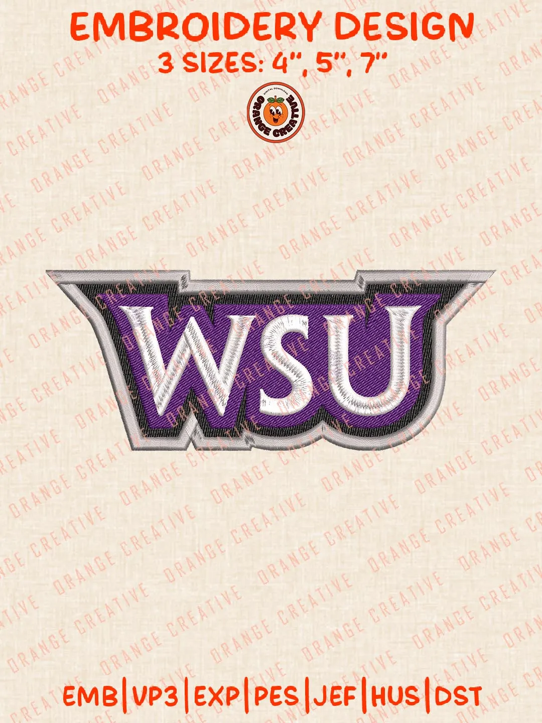 WSU Wildcats Embroidery Design, NCAA Weber State Wildcats Team Logo Embroidery Design, Machine Embroidery Design File, 4 Sizes, Digital Download