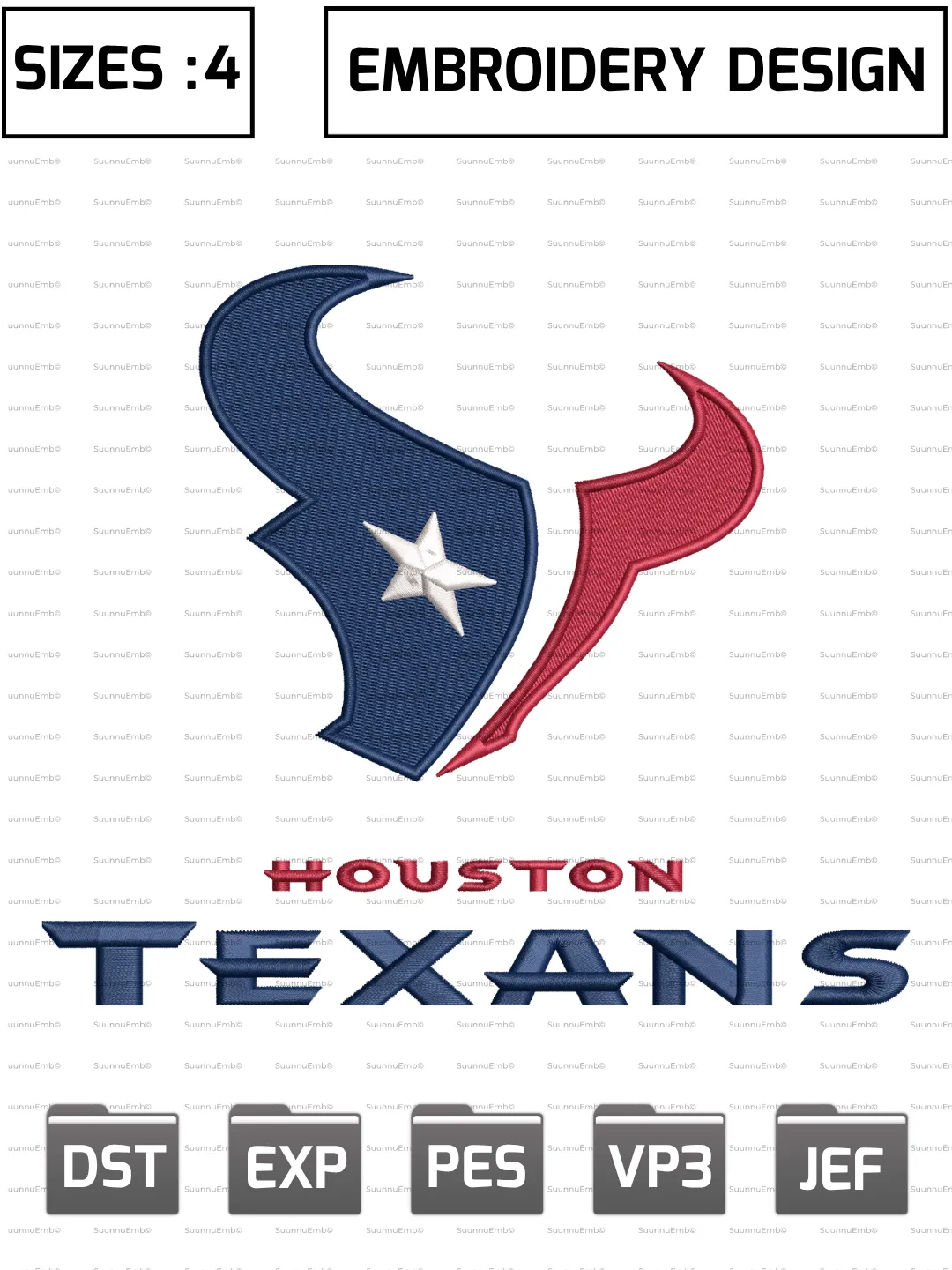 Houston Texans Wordmark Logo Embroidery Design,NFL Logos Embroidery Design,NFL Teams, Machine Embroidery Design File,4 Sizes, Digital Download
