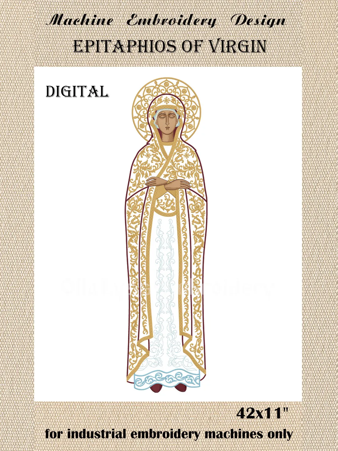 Epitaphios of Virgin applique embroidery design