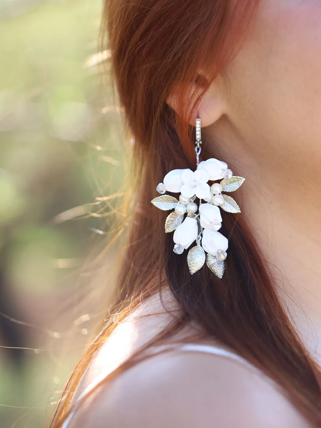 Bohemian Flower Earrings For Women Elegant Matte Double Flower Floral Layered Tiered Dangle Drop Floral Stud Earrings Boho Statement Wedding Holiday Chic Prom Jewelry Gifts (Black