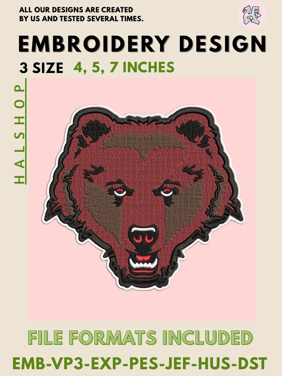 Brown Bears NCAA Team Funny Mascot Logo Embroidery Design Files – College Sports Machine Embroidery, 3 Sizes, Instant Digital Download