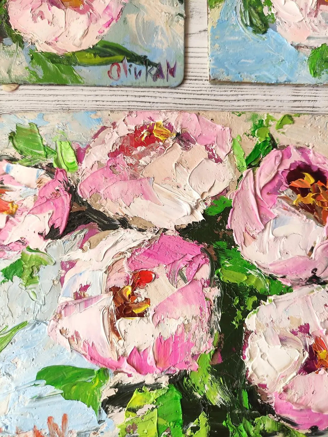 Peony Painting Impasto Flower Original Art Floral Wall Oil Painting