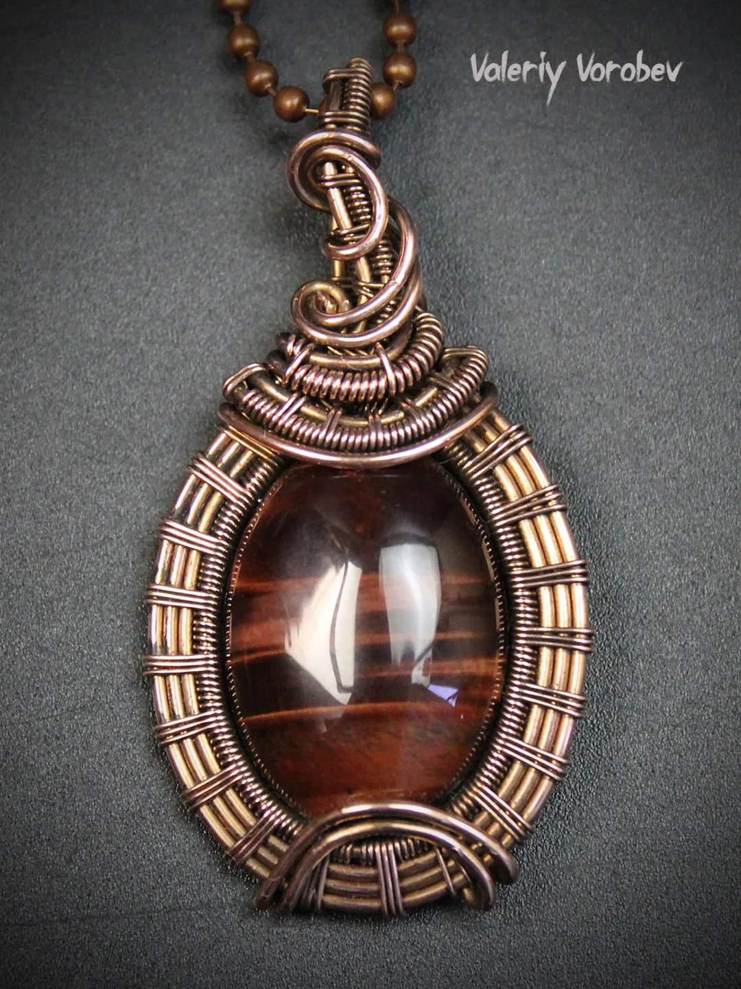Handmade Bull’s Eye Copper Wire Wrap Pendant