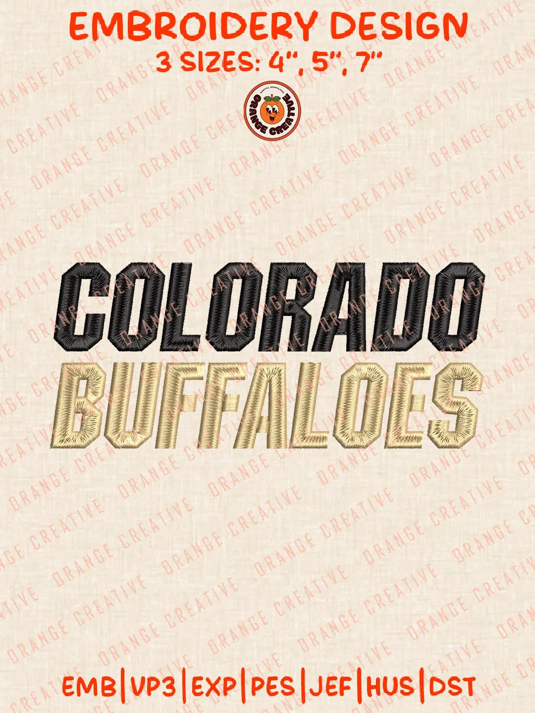 NCAA Colorado Buffaloes Text Embroidery Design, NCAA Team Logo Embroidery Design, Machine Embroidery Design File, 4 Sizes, Custom Size, Digital Download