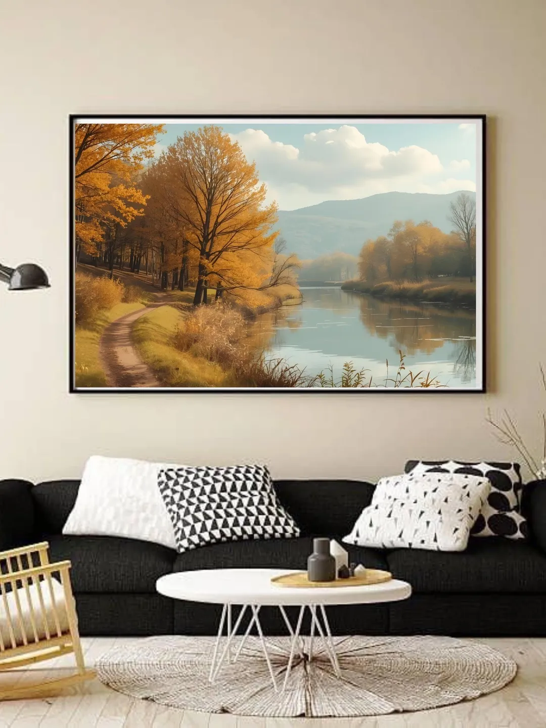 Autumn River Landscape Wall Art Printable, Rustic Fall Decor for Living ...
