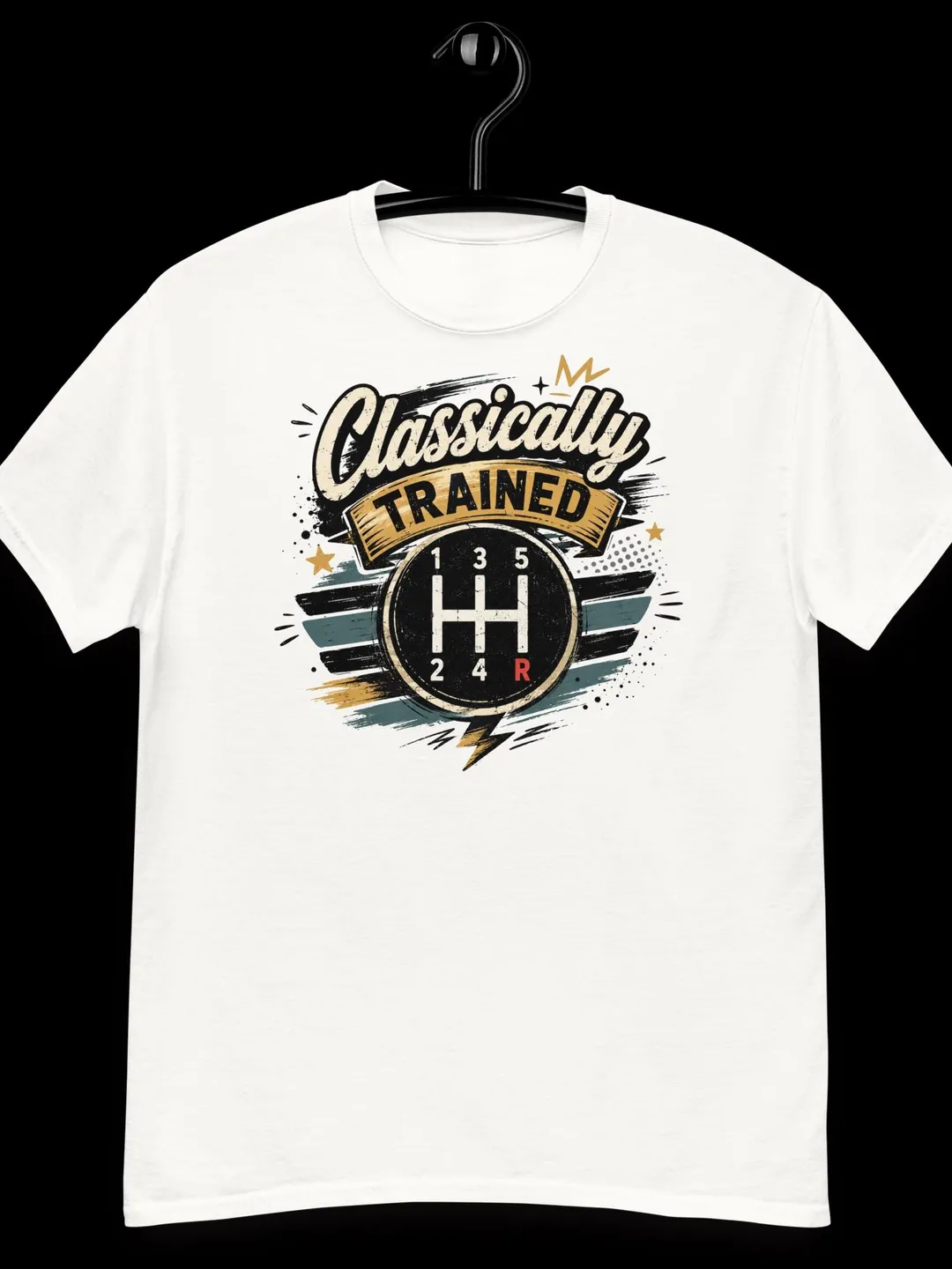 Classically Trained Manual Transmission Shirt, Retro Stick Shift Graphic Tee, Vintage Gear Shifter 5 Speed Car Lover Gift
