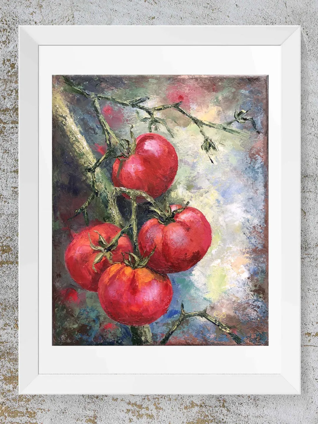 Original Still Life Painting Tomatoes Oil Painting Kitchen Still life