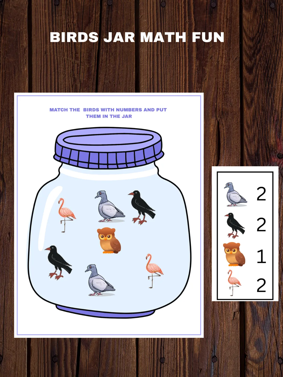 Birds Jar Math Printable, Counting and Number Matching Activity for ...