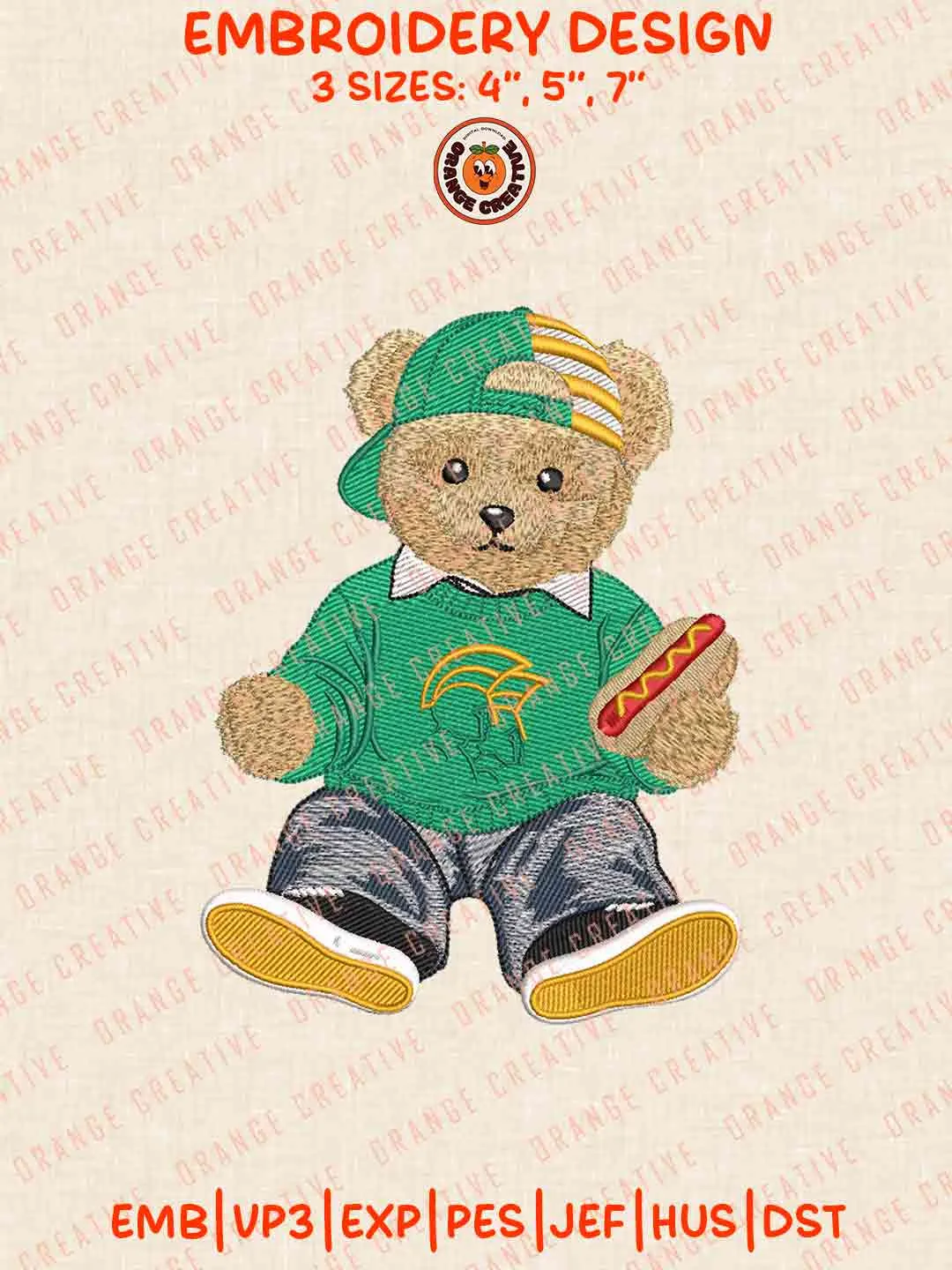 Cute Teddy Bear Norfolk State Spartans Logo Embroidery Files, NCAA Team Embroidery Design, Machine Embroidery Design File, 4 Sizes, Custom Size, Digital Download