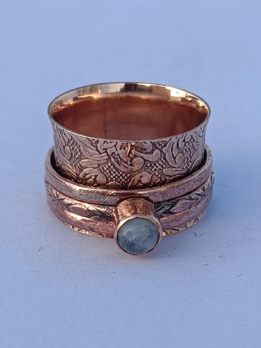 Moonstone Ring, Handmade Ring, 100% Copper Wire Ring, Engagement Ring, Partywear Gifts Ring, Meditation Gifts, Spinner Ring,