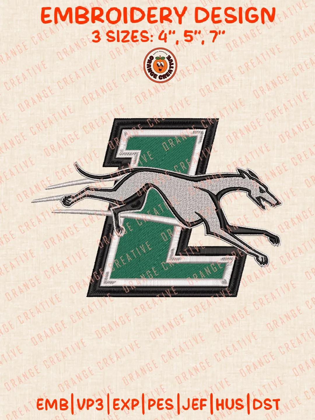 NCAA Loyola Maryland Greyhounds Logos Embroidery Design Files, NCAA Logos Embroidery Designs, Machine Embroidery Files, 4 Sizes, Custom Sizes, Instant Download