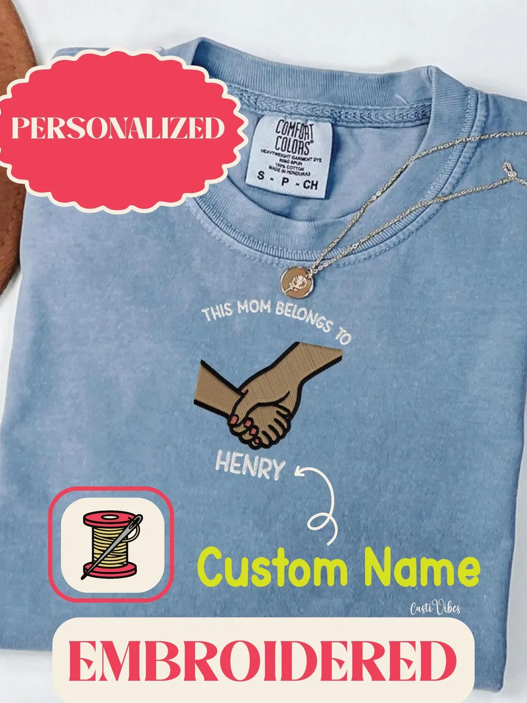 Personalized Mom Shirt. Custom Name Embroidered Tee. This Mom Belongs To Shirt. Mother’s Day Gift. Comfort Colors Shirt