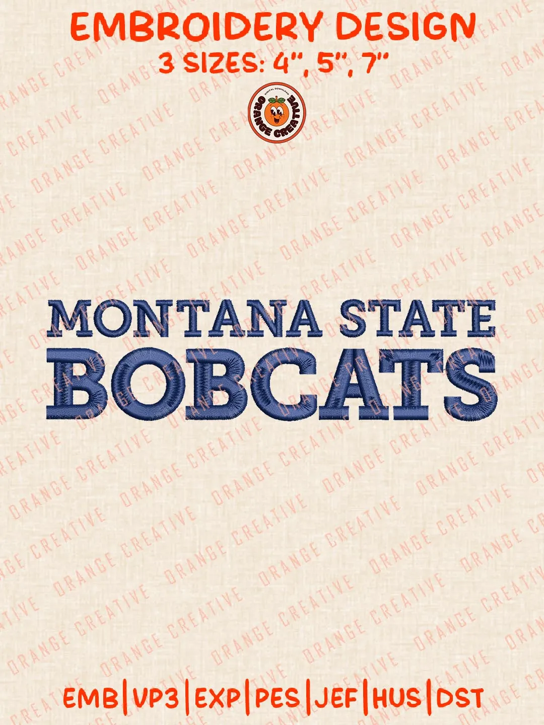 Montana State Bobcats Text Embroidery Design, NCAA Team Logo Embroidery Design, Machine Embroidery Design File, 4 Sizes, Custom Size, Digital Download