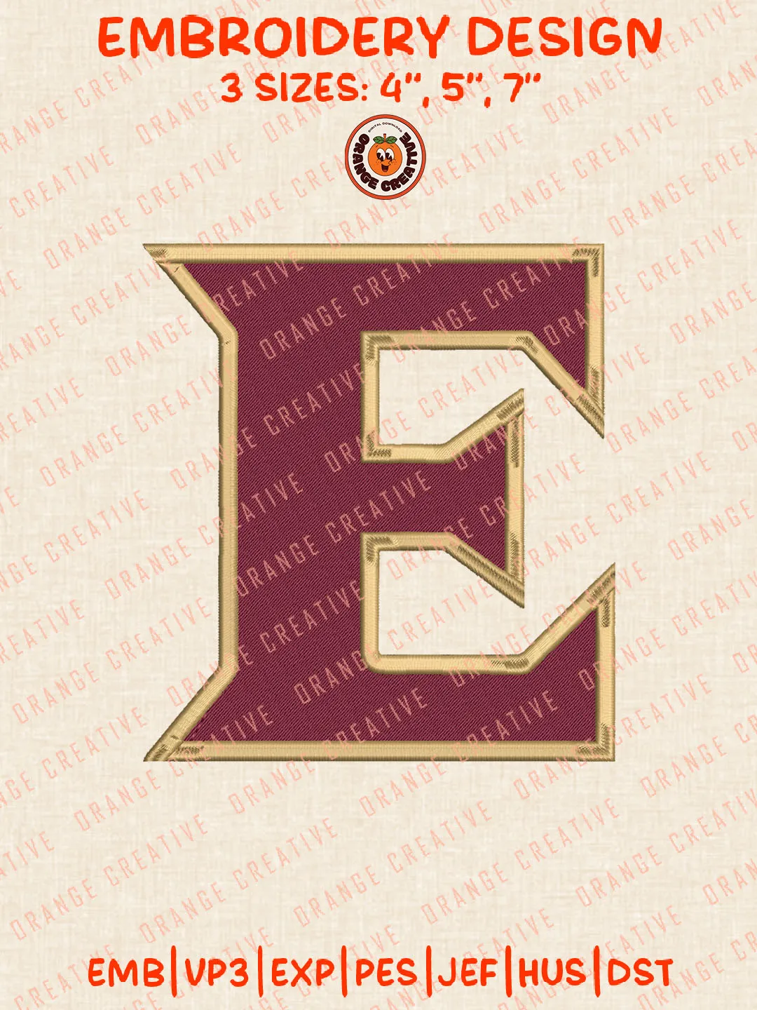 NCAA Elon Phoenix Letter E Logo Embroidery Files, Elon Phoenix Team Embroidery Designs, Football Team Machine Embroidery Files, NCAA Elon Machine Embroidery, Digital Download