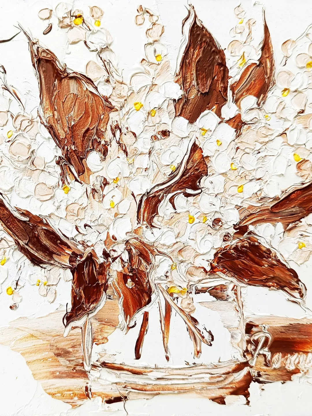 Lily of valley  Painting Monochrome Original Art Impasto Oil Painting Lily of valley  Flower Small Wall Art by ArtProkopaloSv