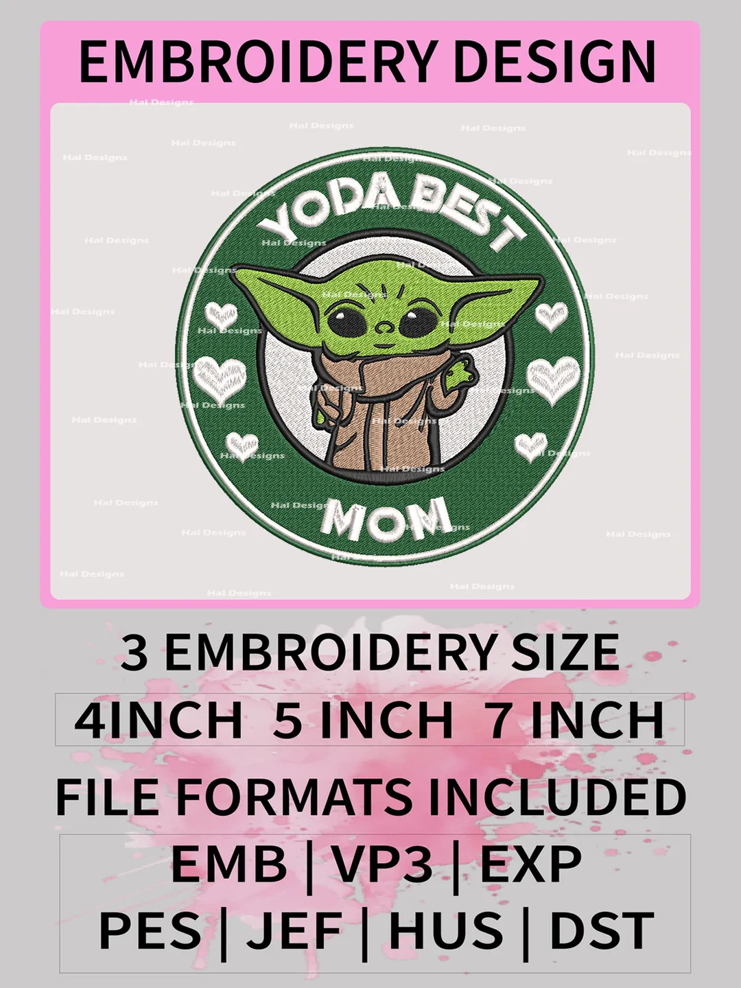Yoda Best Mom Embroidery Designs, Baby Yoda Machine Embroidery Design, Mother's Day Embroidery Design,Embroidery Machin