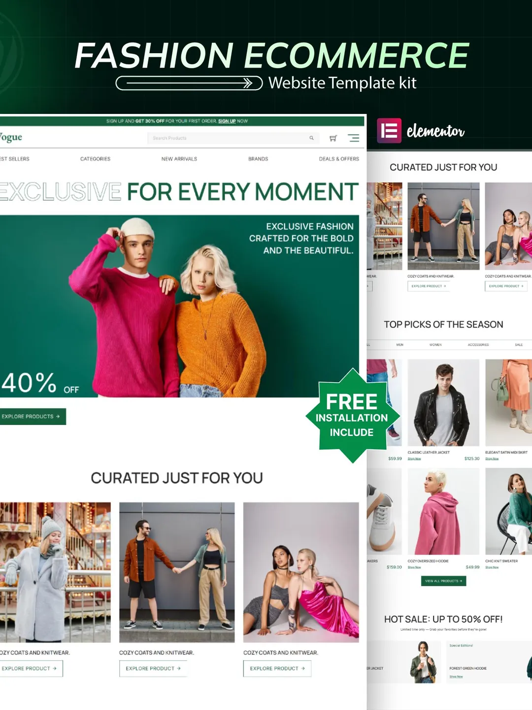 Fashion Store WordPress Elementor Template Kit | Clothing, Apparel & eCommerce Website Template