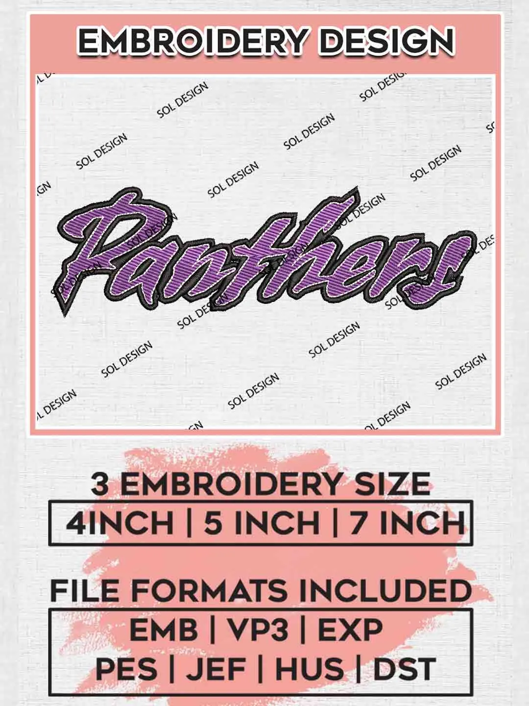 PVAMU Panthers Wordmark Embroidery Design, Football Embroidery files, Sport Machine embroidery files, 3 sizes, Instant Download