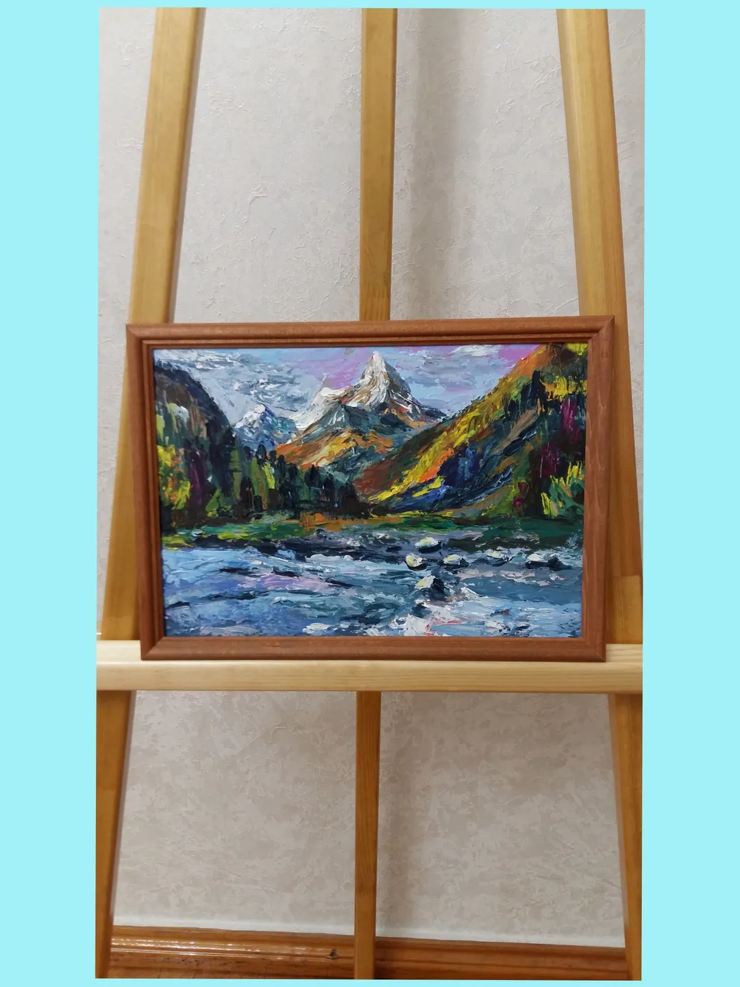 Oil painting  "Mountain  river "