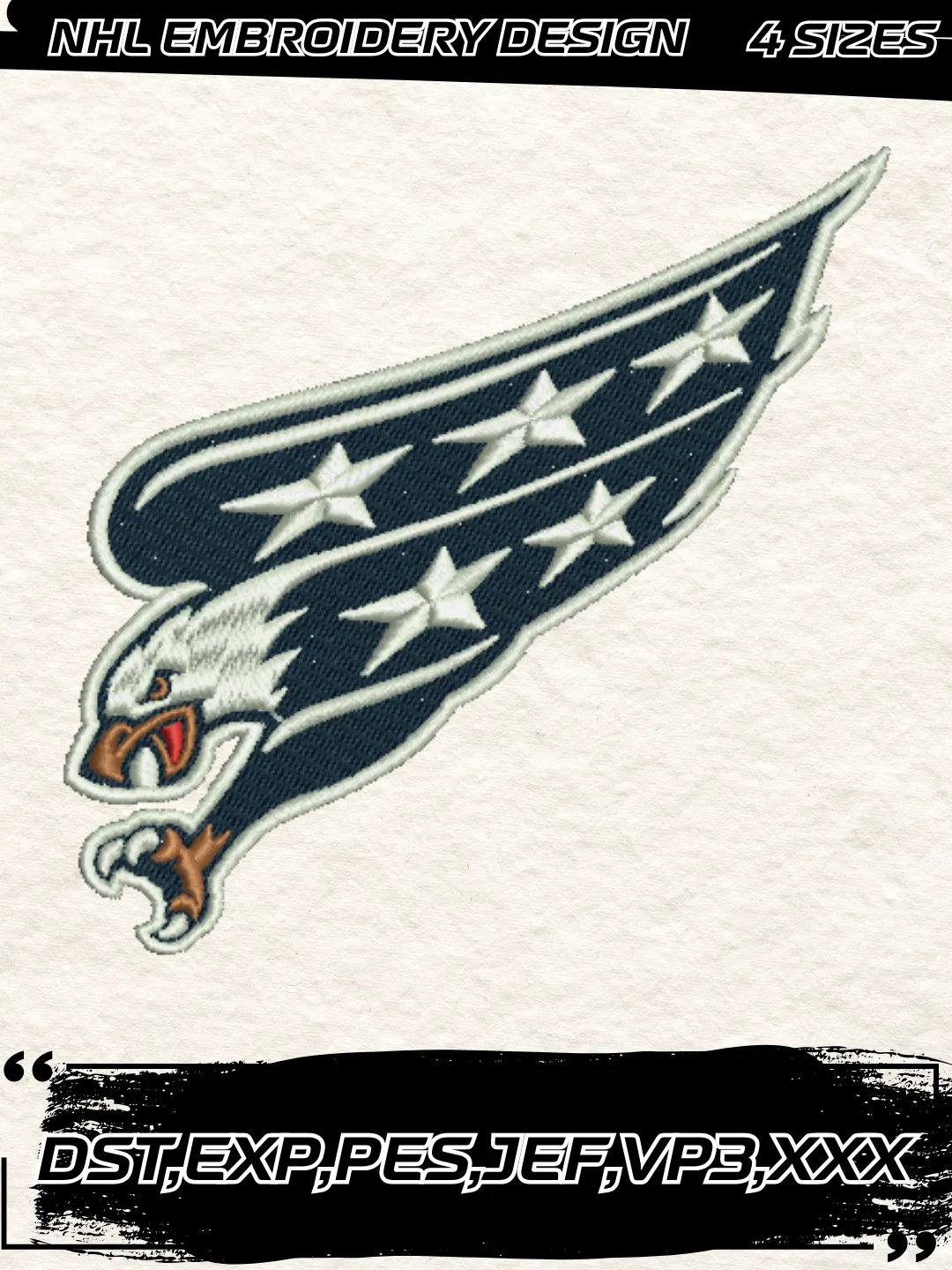 Washington Hockey Embroidery Design-Machine Embroidery File