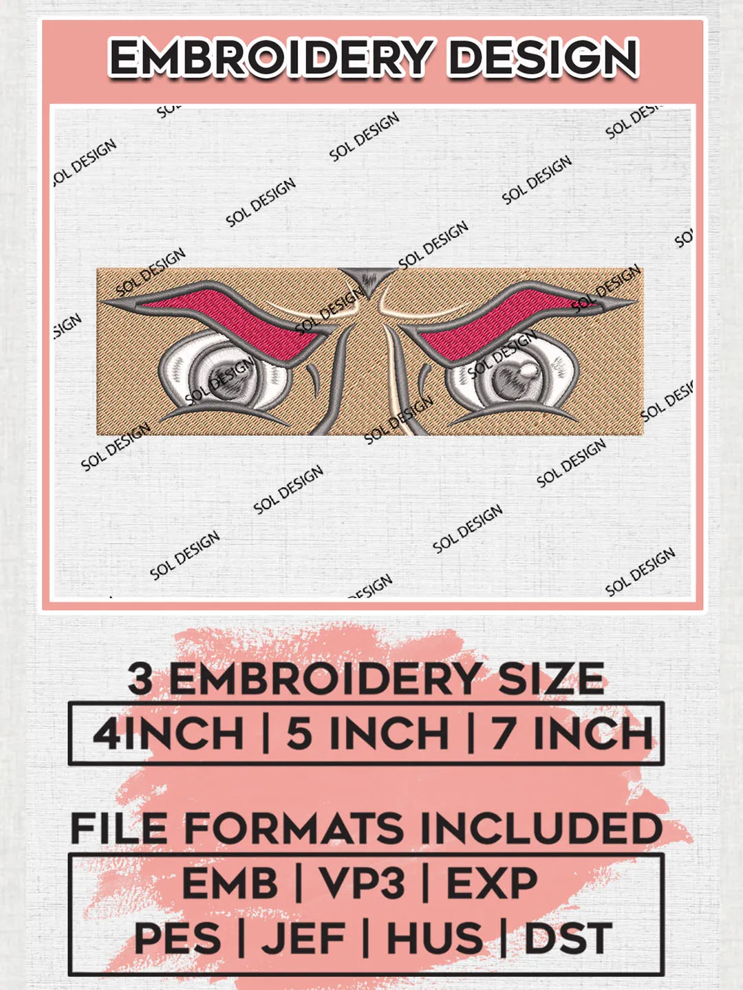 NCAA Sacred Heart Pioneers Team Eyes Logo Embroidery Design Files, NCAA Sacred Heart Pioneers Machine Embroidery, NCAA Teams, 3 sizes, NCAA Machine embroidery designs, Digital Download