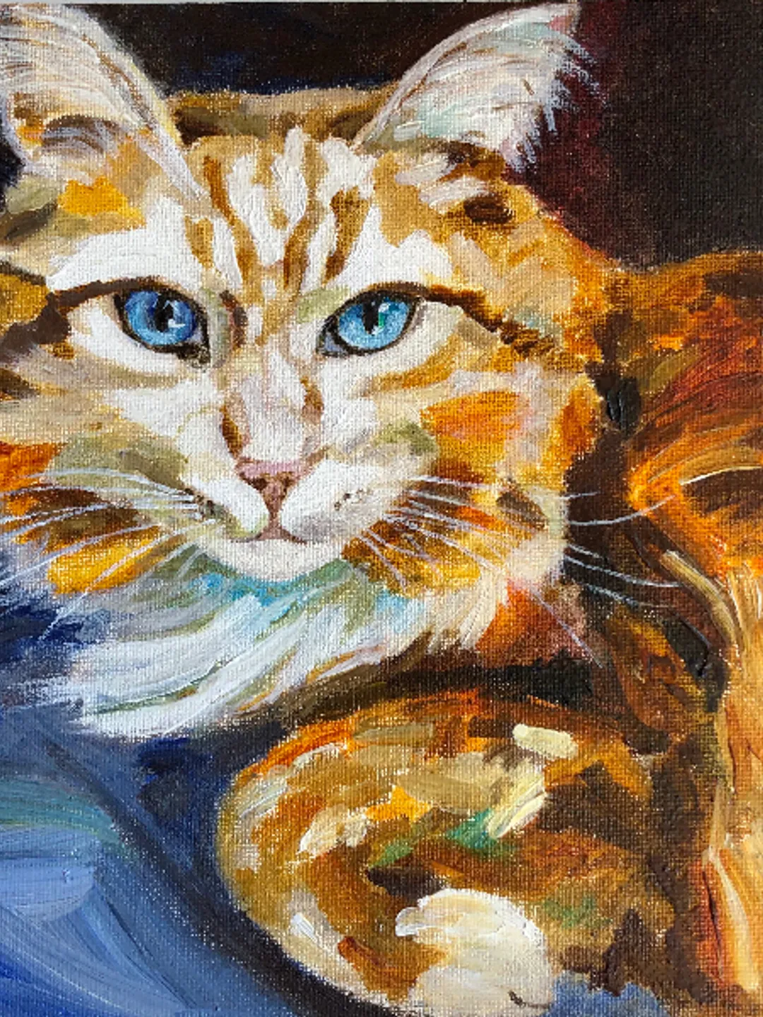 Orange cat pet original oil painting on canvas animal art pet painting hand painted modern painting wall art 8x8 inches