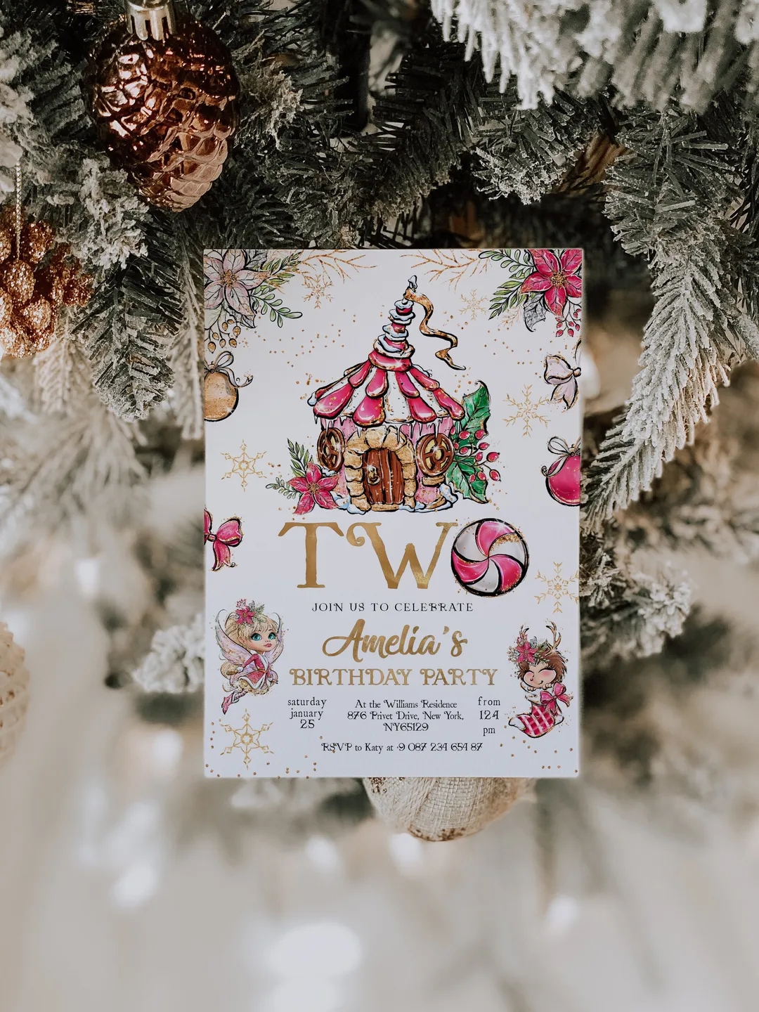 Christmas Pixie Birthday Invitation; Magical Fairy Invitation; Enchanted Fairy  Birthday Party Invitation; Christmas  Birthday any age; CF1