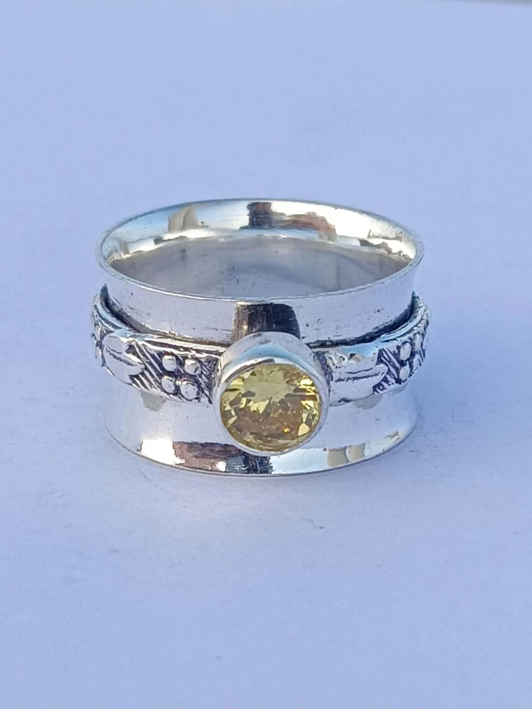 Popular Citrine Ring, Handmade Gemstone Ring, 925 Sterling Silver Ring, Meditation Ring, Spinner Ring, Beautiful Ring, Dainty Ring,