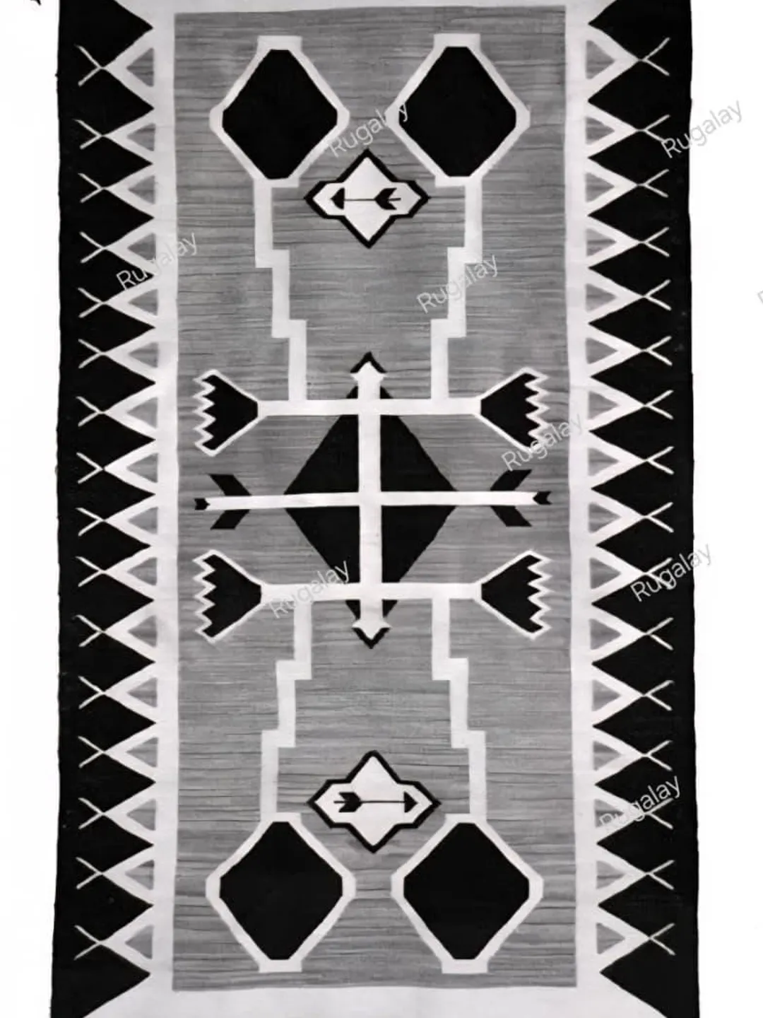 8x8 Handwoven Wool Navajo Rug Southwestern Pattern Modern Design Native ...