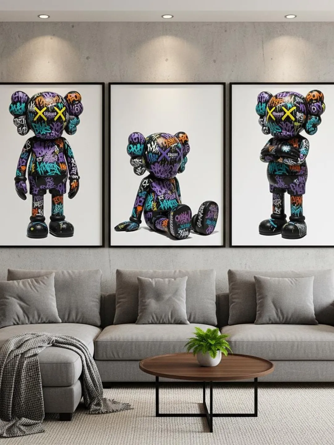 KAWS Graffiti Poster Set of 3: Hypebeast Sneaker Art (Digital