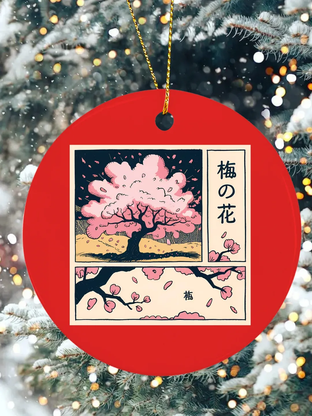 with Sakura Christmas Ceramic Ornament