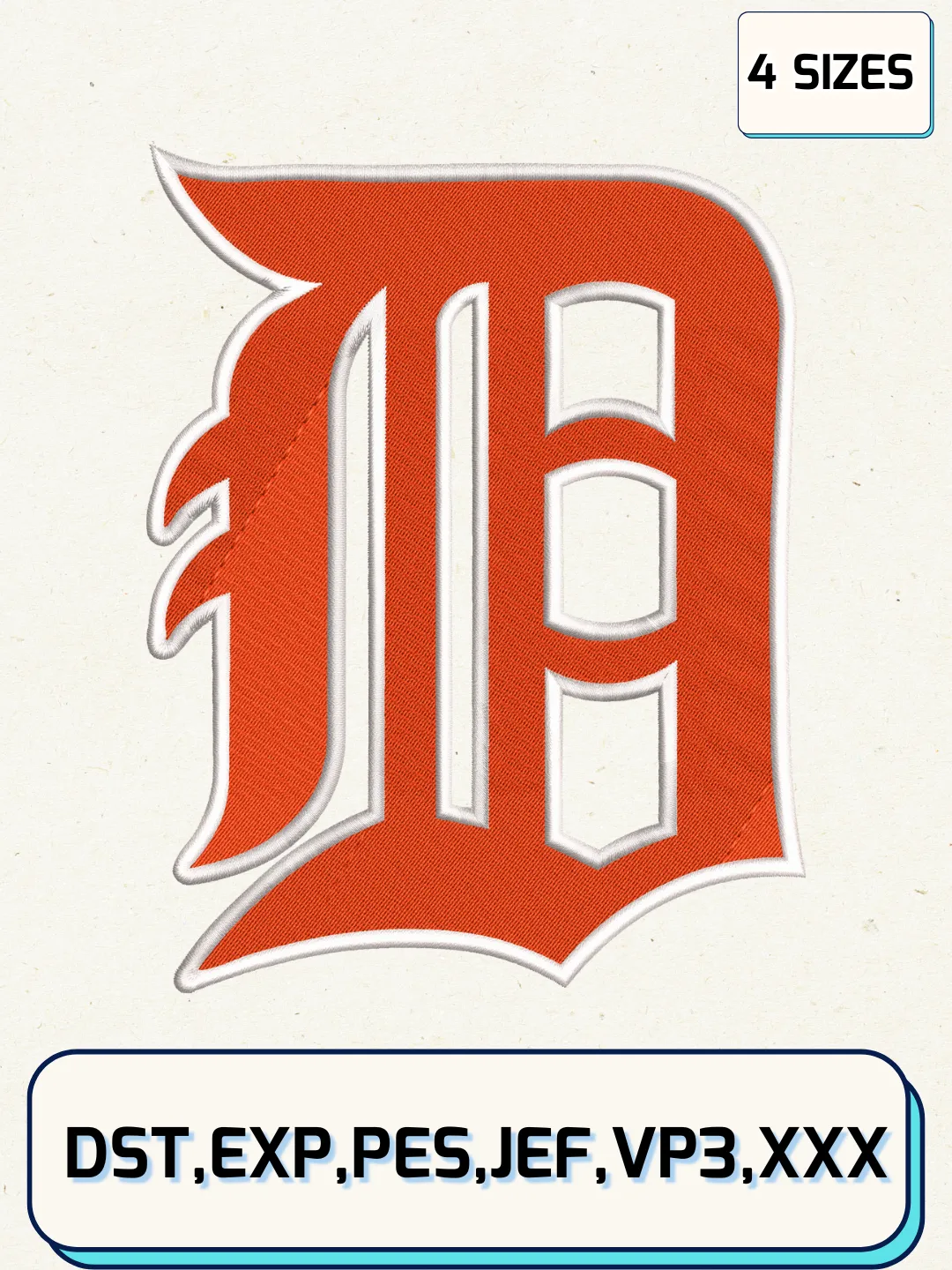 Detroit Tigers Batting Practice Logos Embroidery Design Files, MLB Logos Embroidery Designs, Machine Embroidery Files, 4 Sizes